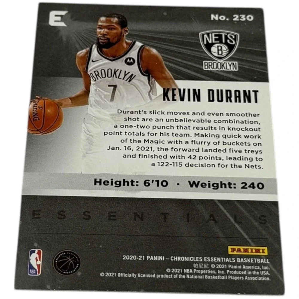 Kevin Durant Brooklyn Nets‎ NBA Card 2020-21 Panini Chronicles Essentials No 230